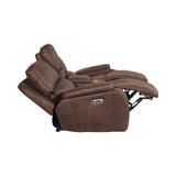 Atlantis Heritage Brown Power Motion Loveseat with Power Motion Head Recliner & Console - Ornate Home
