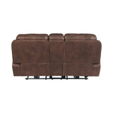 Atlantis Heritage Brown Power Motion Loveseat with Power Motion Head Recliner & Console - Ornate Home