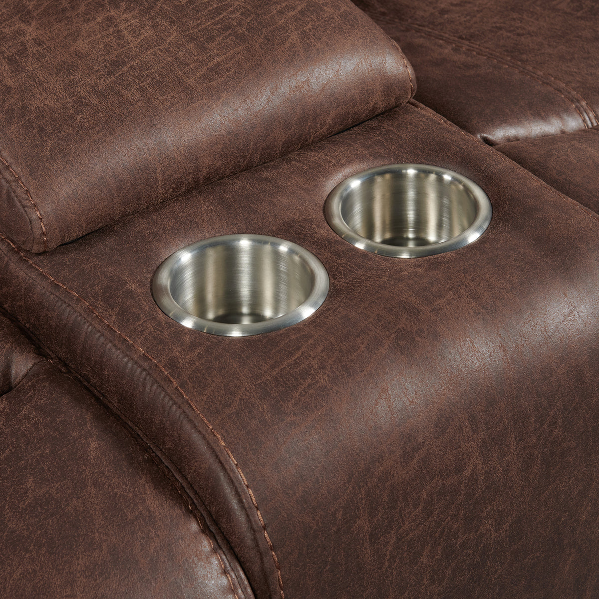 Atlantis Heritage Brown Power Motion Loveseat with Power Motion Head Recliner & Console - Ornate Home