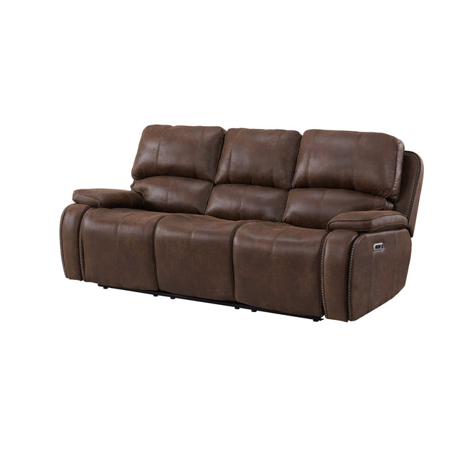 Atlantis Heritage Brown Power Motion Sofa with Power Motion Head Recliner - Ornate Home