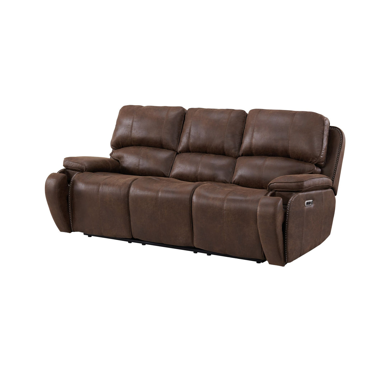 Atlantis Heritage Brown Power Motion Sofa with Power Motion Head Recliner - Ornate Home