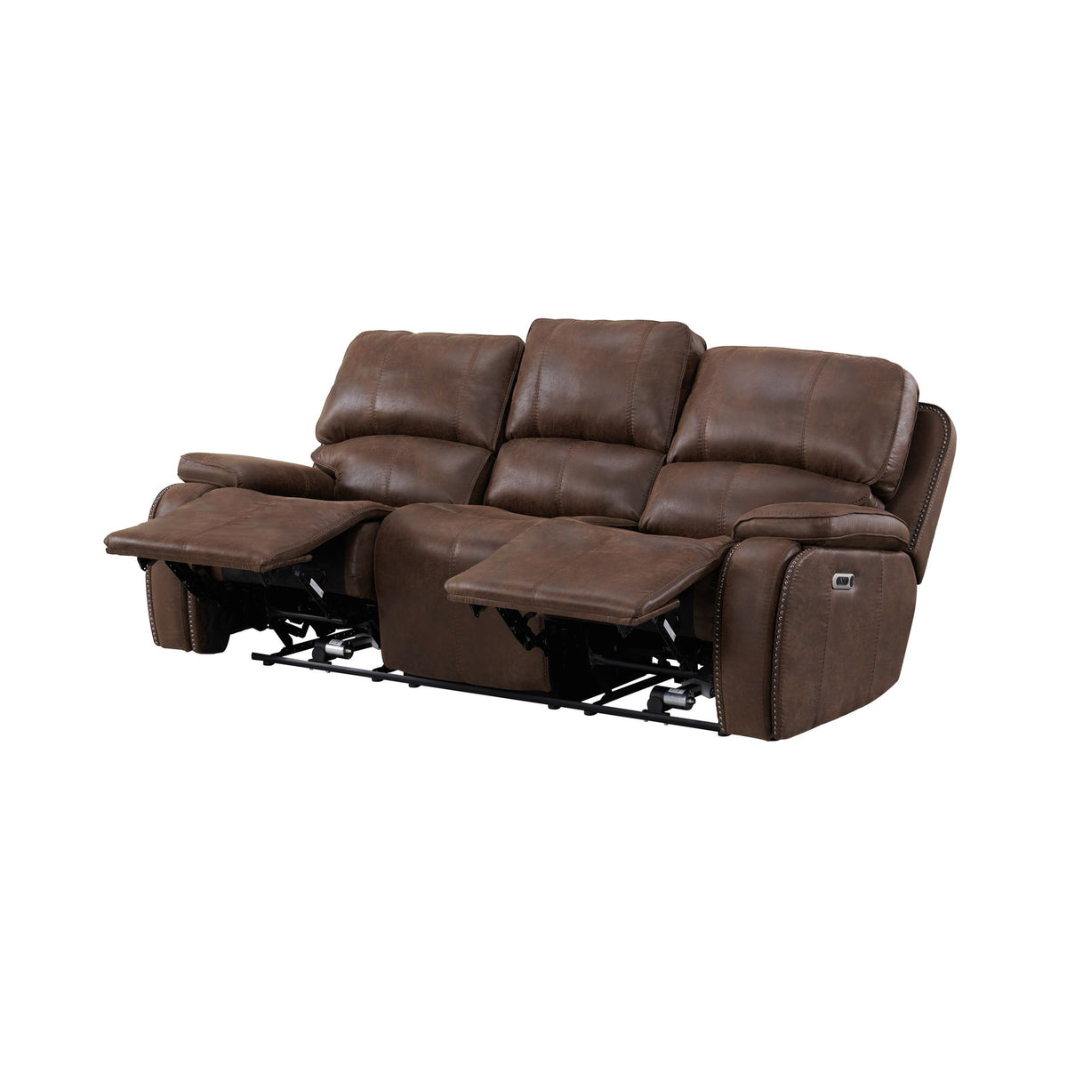 Atlantis Heritage Brown Power Motion Sofa with Power Motion Head Recliner - Ornate Home