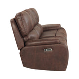 Atlantis Heritage Brown Power Motion Sofa with Power Motion Head Recliner - Ornate Home