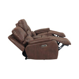 Atlantis Heritage Brown Power Motion Sofa with Power Motion Head Recliner - Ornate Home