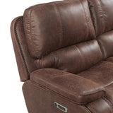 Atlantis Heritage Brown Power Motion Sofa with Power Motion Head Recliner - Ornate Home