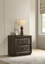 Atlas Dark Oak 2-drawer Bedroom Nightstand Bedside Table - Ornate Home