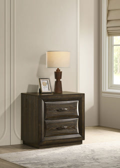 Atlas Dark Oak 2-drawer Bedroom Nightstand Bedside Table - Ornate Home
