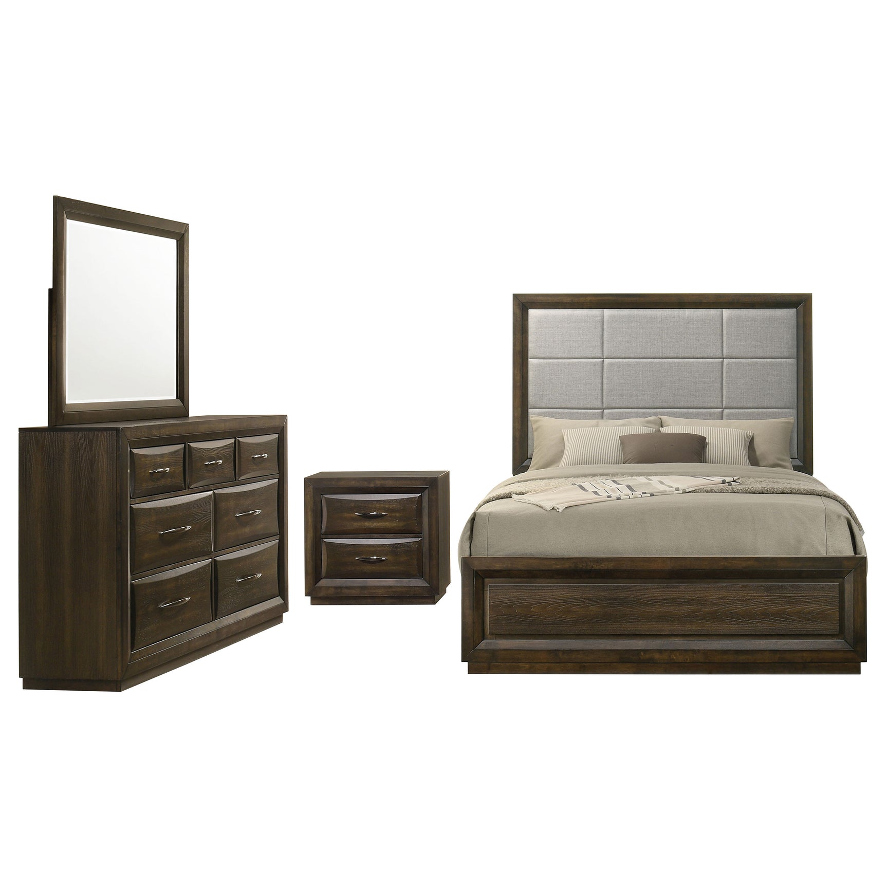 Atlas Dark Oak 4-piece Eastern King Bedroom Set - Ornate Home