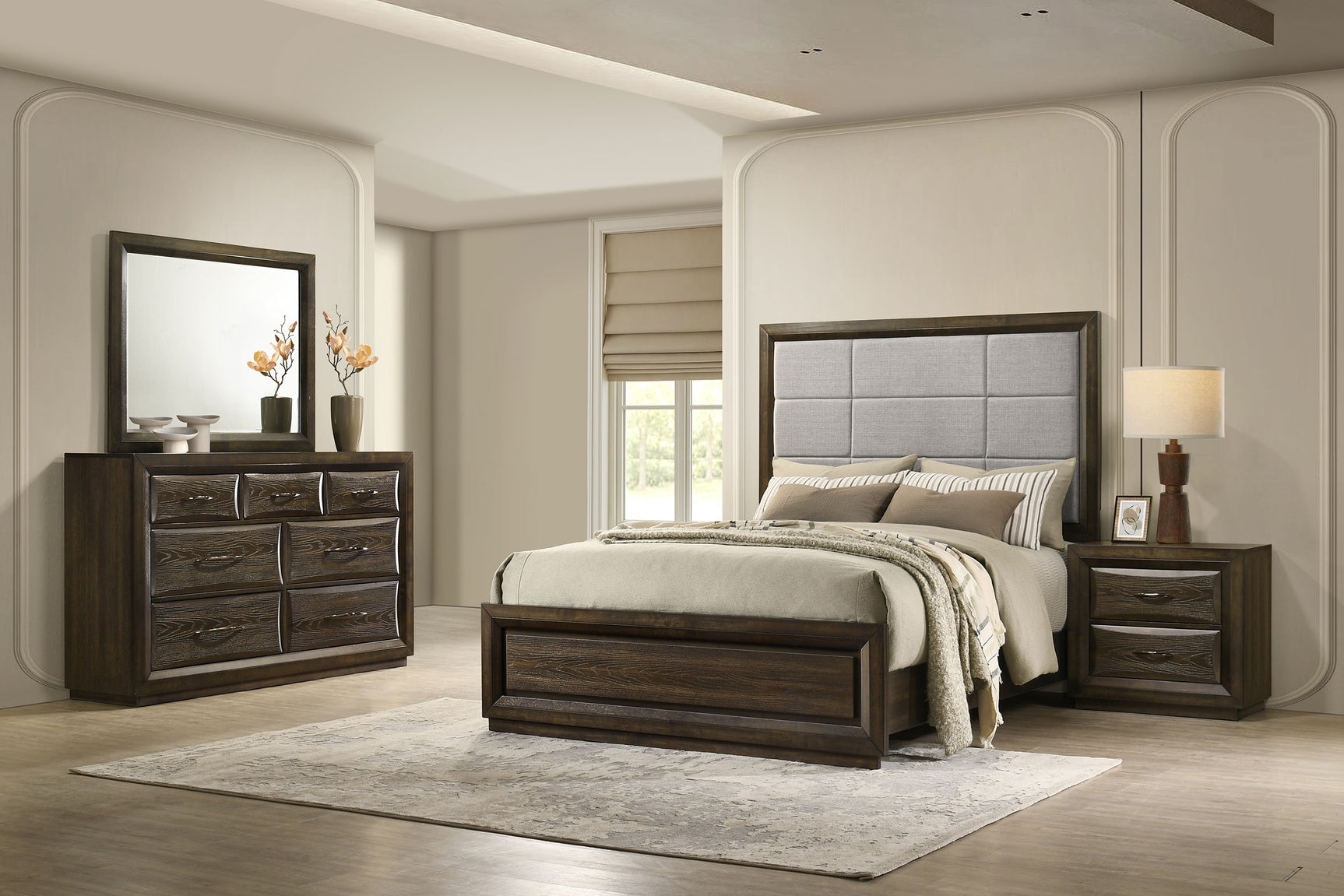 Atlas Dark Oak 4-piece Queen Bedroom Set - Ornate Home
