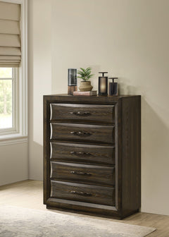 Atlas Dark Oak 5-drawer Bedroom Chest of Drawers - Ornate Home
