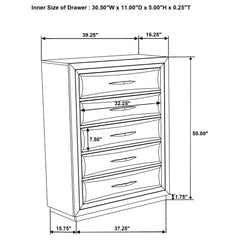 Atlas Dark Oak 5-drawer Bedroom Chest of Drawers - Ornate Home