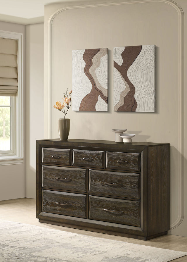 Atlas Dark Oak 7-drawer Bedroom Dresser Cabinet - Ornate Home