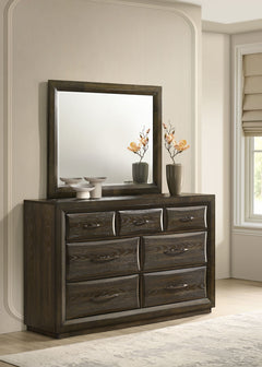 Atlas Dark Oak 7-drawer Bedroom Dresser and Mirror Set - Ornate Home