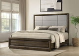 Atlas Grey/Dark Oak 63-inch California King Upholstered Panel Bed - Ornate Home