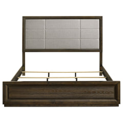 Atlas Grey/Dark Oak 63-inch Eastern King Upholstered Panel Bed - Ornate Home