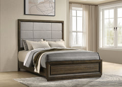 Atlas Grey/Dark Oak 63-inch Queen Upholstered Panel Bed - Ornate Home