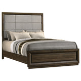 Atlas Grey/Dark Oak 63-inch Queen Upholstered Panel Bed - Ornate Home