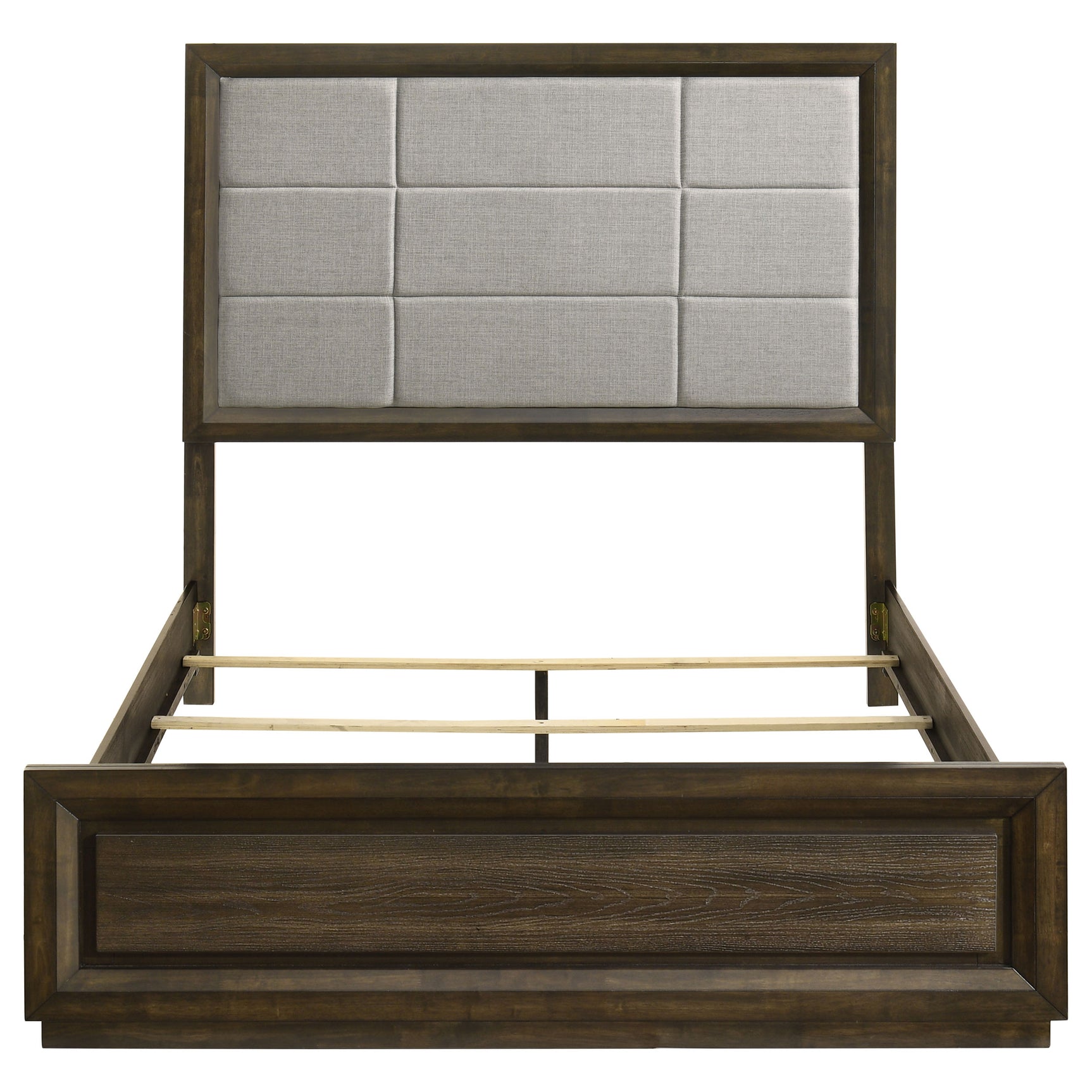 Atlas Grey/Dark Oak 63-inch Queen Upholstered Panel Bed - Ornate Home