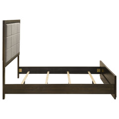 Atlas Grey/Dark Oak 63-inch Queen Upholstered Panel Bed - Ornate Home