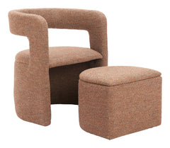 Atria Tawny Brown Accent Chair & Ottoman - Ornate Home
