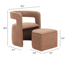 Atria Tawny Brown Accent Chair & Ottoman - Ornate Home