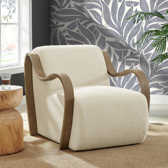 Atrium Cream Lattice Boucle Accent Armchair - Ornate Home
