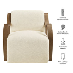 Atrium Cream Lattice Boucle Accent Armchair - Ornate Home