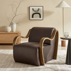 Atrium Espresso Vegan Leather Accent Armchair - Ornate Home