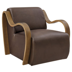 Atrium Espresso Vegan Leather Accent Armchair - Ornate Home