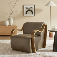 Atrium Mushroom Vegan Leather Accent Armchair - Ornate Home