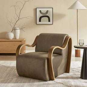 Atrium Mushroom Vegan Leather Accent Armchair - Ornate Home