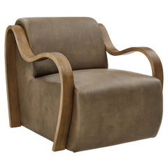 Atrium Mushroom Vegan Leather Accent Armchair - Ornate Home