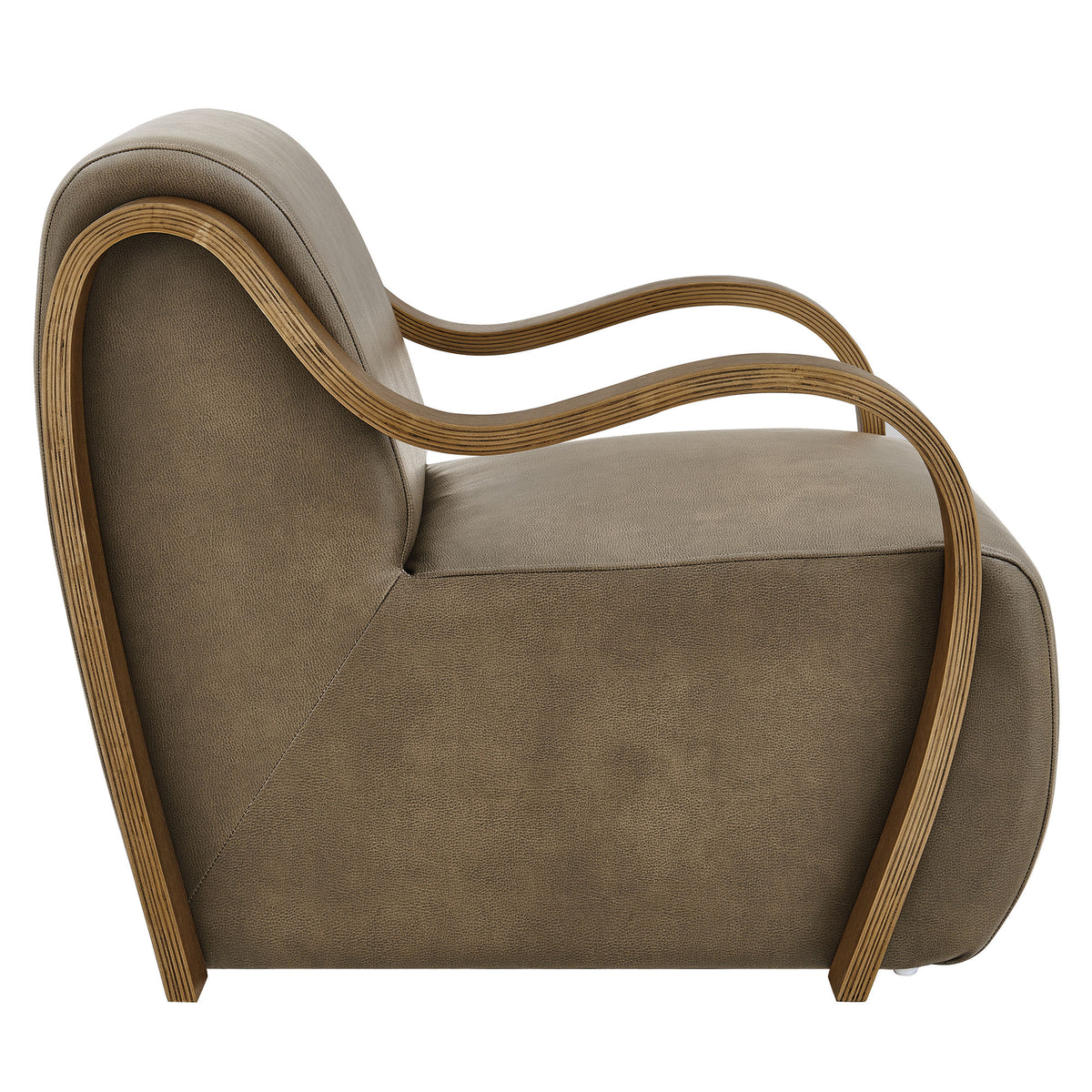 Atrium Mushroom Vegan Leather Accent Armchair - Ornate Home