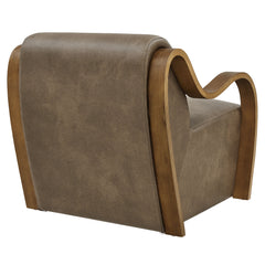 Atrium Mushroom Vegan Leather Accent Armchair - Ornate Home