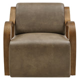 Atrium Mushroom Vegan Leather Accent Armchair - Ornate Home