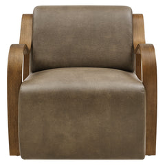 Atrium Mushroom Vegan Leather Accent Armchair - Ornate Home