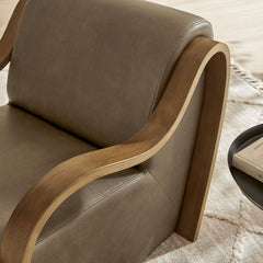 Atrium Mushroom Vegan Leather Accent Armchair - Ornate Home