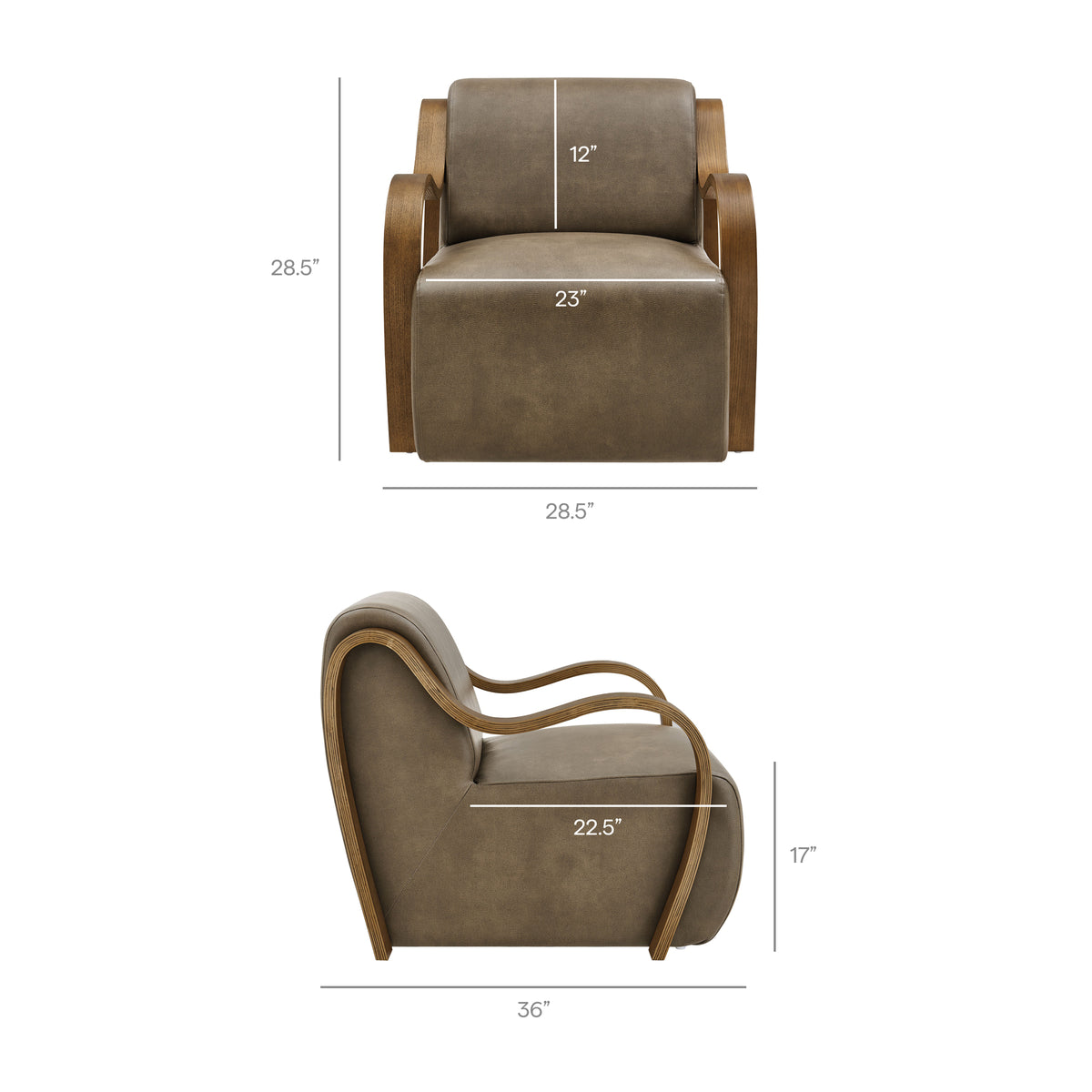 Atrium Mushroom Vegan Leather Accent Armchair - Ornate Home