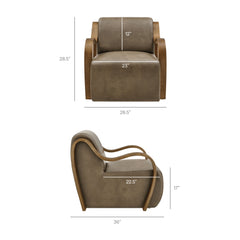 Atrium Mushroom Vegan Leather Accent Armchair - Ornate Home