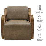 Atrium Mushroom Vegan Leather Accent Armchair - Ornate Home