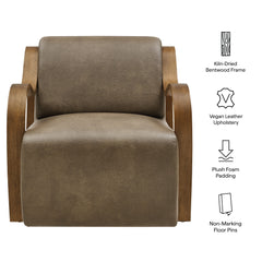 Atrium Mushroom Vegan Leather Accent Armchair - Ornate Home
