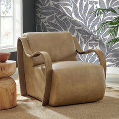 Atrium Toast Vegan Leather Accent Armchair - Ornate Home