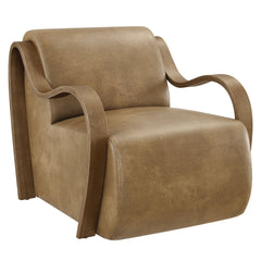 Atrium Toast Vegan Leather Accent Armchair - Ornate Home