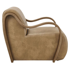 Atrium Toast Vegan Leather Accent Armchair - Ornate Home