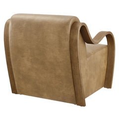Atrium Toast Vegan Leather Accent Armchair - Ornate Home