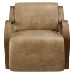 Atrium Toast Vegan Leather Accent Armchair - Ornate Home