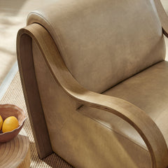 Atrium Toast Vegan Leather Accent Armchair - Ornate Home