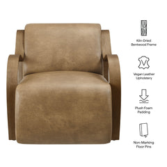 Atrium Toast Vegan Leather Accent Armchair - Ornate Home