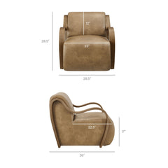 Atrium Toast Vegan Leather Accent Armchair - Ornate Home