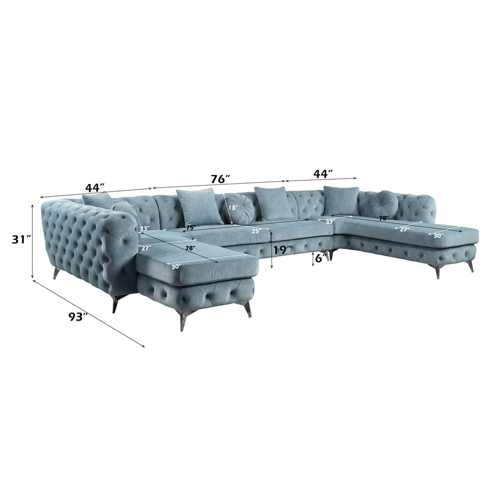 Atronia Deep Green "U" Shaped Sectional Sofa - Ornate Home
